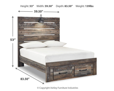 Drystan Panel Storage Bed, Dresser, Mirror and Nightstand