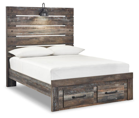Drystan Panel Bed with 2 Storage Drawers with Dresser