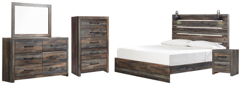 Drystan Panel Bed with Mirrored Dresser, Chest and Nightstand