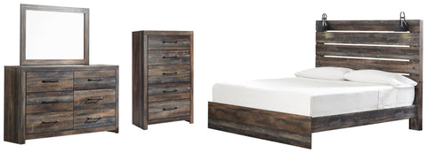 Drystan Panel Bed with Mirrored Dresser and Chest