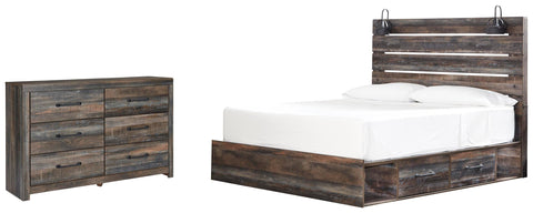 Drystan Panel Bed with 2 Storage Drawers with Dresser
