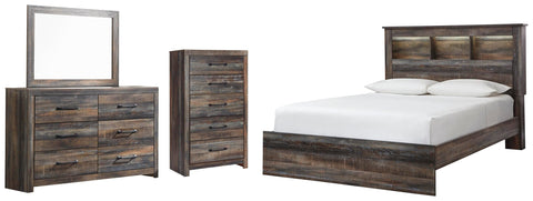 Drystan Bookcase Bed, Dresser, Mirror and Chest