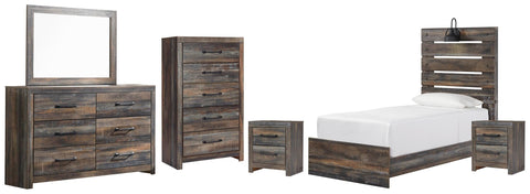 Drystan Panel Bed, Dresser, Mirror, Chest and 2 Nightstands