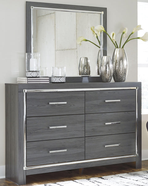 Lodanna Upholstered Panel Headboard with Mirrored Dresser