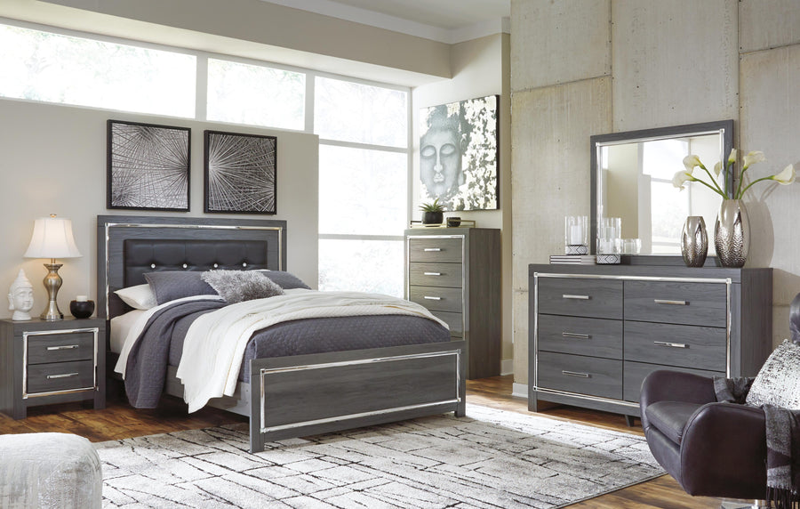 Lodanna Upholstered Panel Bed, Dresser, Mirror and 2 Nightstands