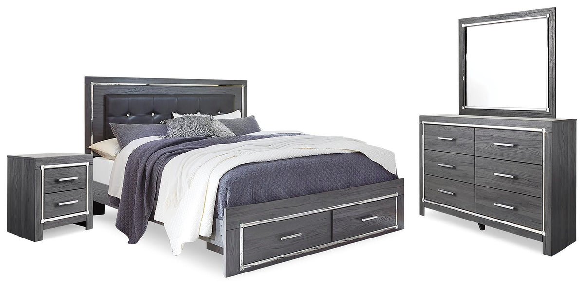 Lodanna Panel Bed with Mirrored Dresser and Nightstand