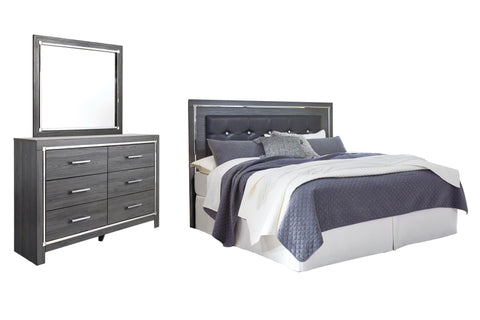 Lodanna Upholstered Panel Headboard with Mirrored Dresser