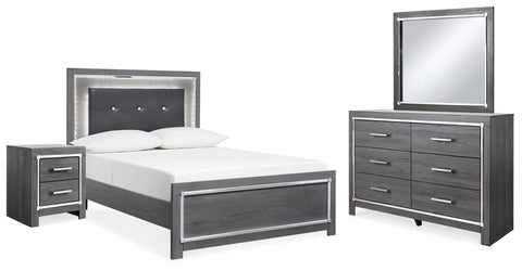 Lodanna Panel Bed with Mirrored Dresser and Nightstand