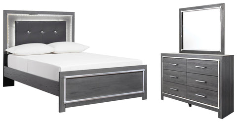 Lodanna Upholstered Panel Bed, Dresser and Mirror