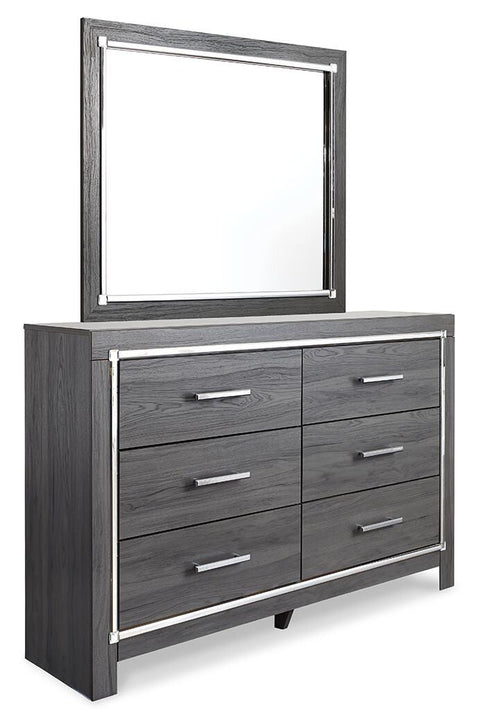 Lodanna Upholstered Panel Bed, Dresser and Mirror