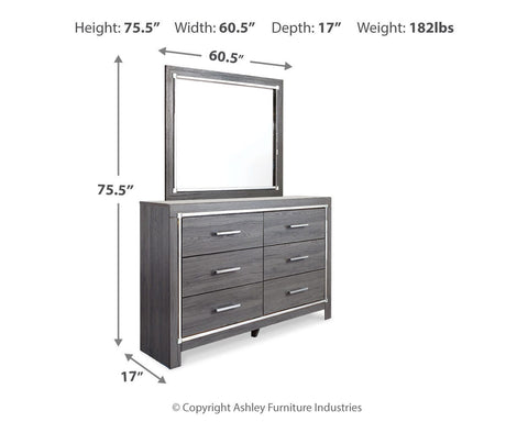 Lodanna Panel Bed with 2 Storage Drawers with Mirrored Dresser