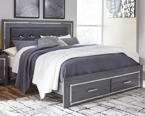 Lodanna Upholstered Panel Storage Bed, Dresser, Mirror, and Nightstand
