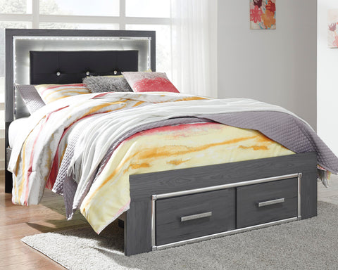 Lodanna Upholstered Panel Storage Bed, Dresser, Mirror, and Nightstand
