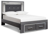 Lodanna Panel Bed with 2 Storage Drawers with Mirrored Dresser