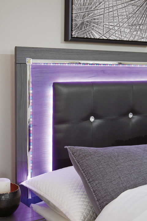 Lodanna Upholstered Panel Headboard with Mirrored Dresser and Chest