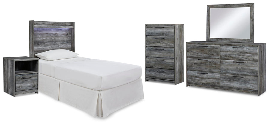 Baystorm Panel Headboard Bed, Dresser, Mirror and Nightstand