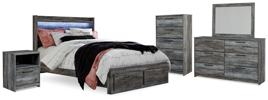 Baystorm Panel Storage Bed, Dresser, Mirror, Chest and Nightstand