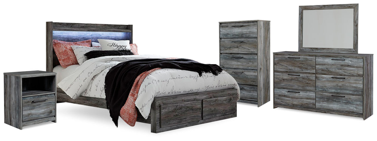 Baystorm Panel Storage Bed, Dresser, Mirror, Chest and Nightstand