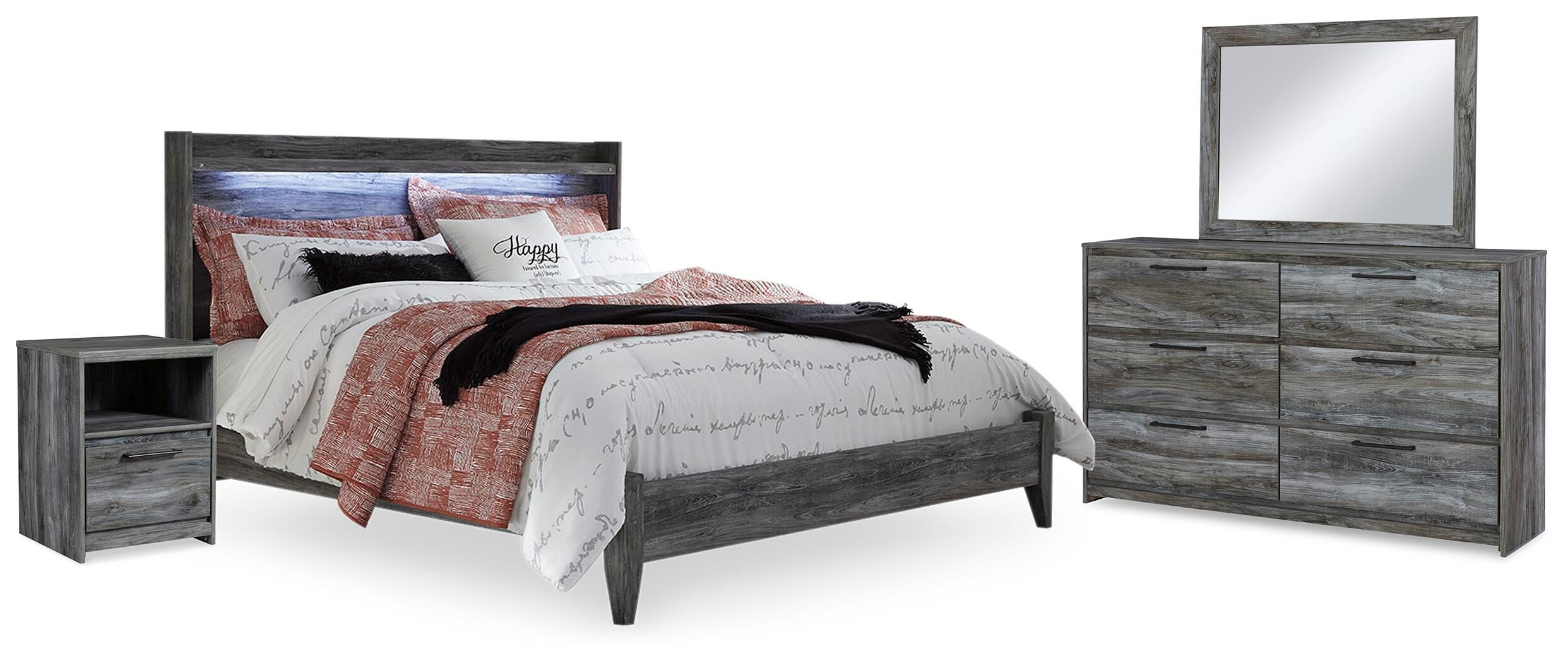 Baystorm Panel Bed, Dresser, Mirror and Nightstand