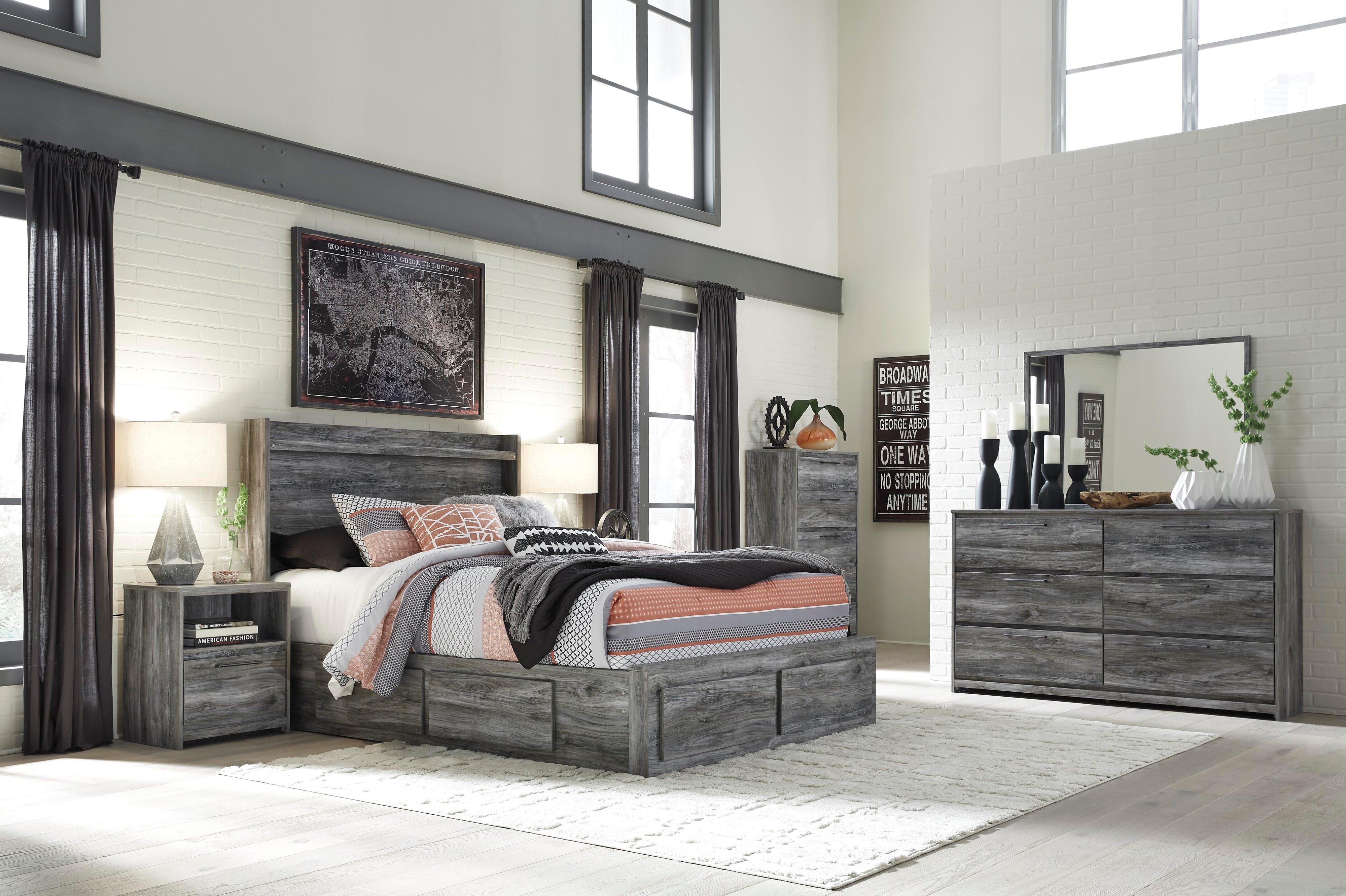 Baystorm Panel Bed with 4 Storage Drawers and Dresser