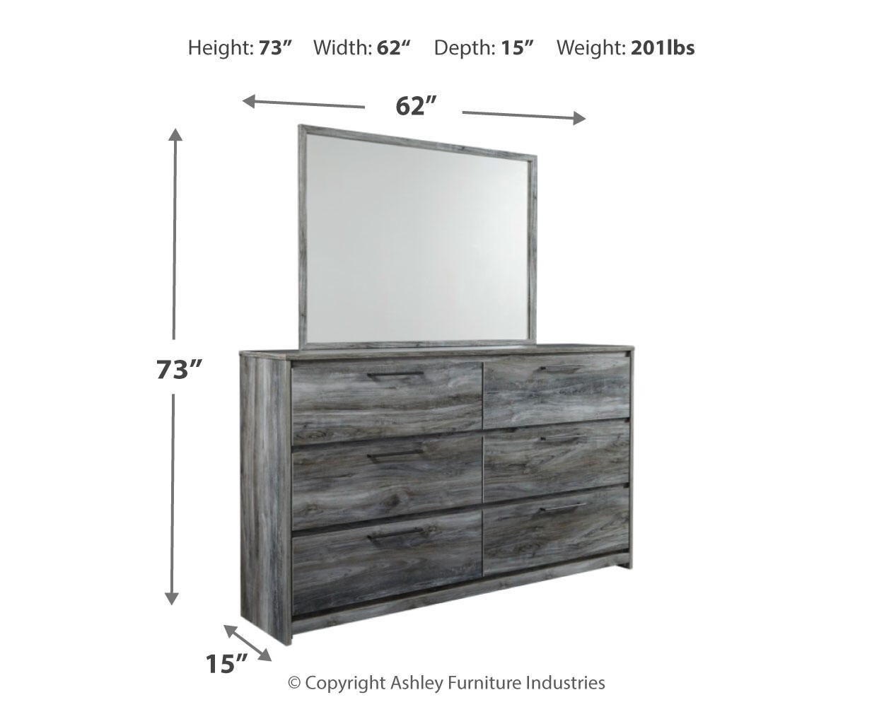 Baystorm Panel Headboard with Mirrored Dresser and Nightstand