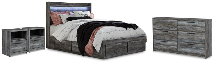 Seagrant Panel Bed with Storage, Dresser and 2 Nightstands
