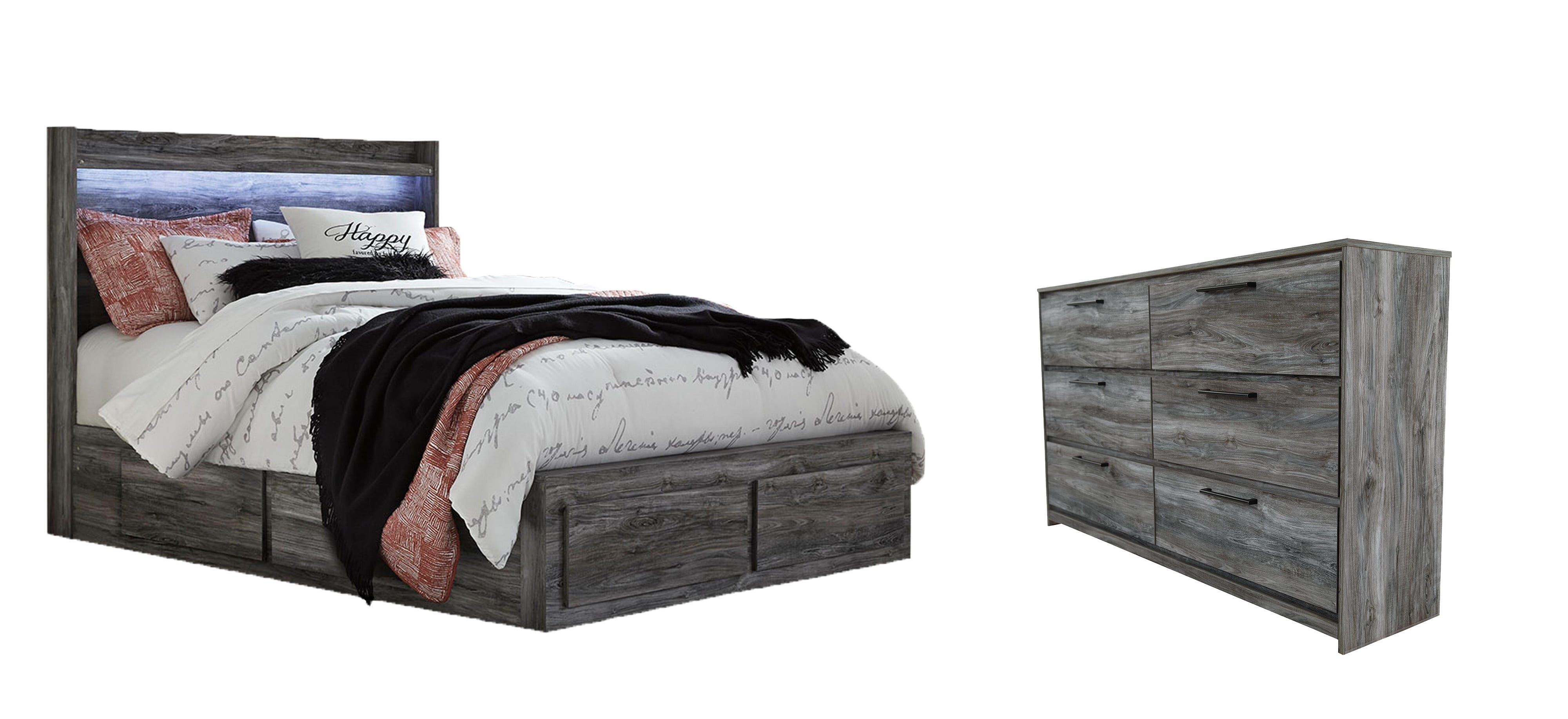 Seagrant Panel Bed with 6 Storage Drawers with Dresser