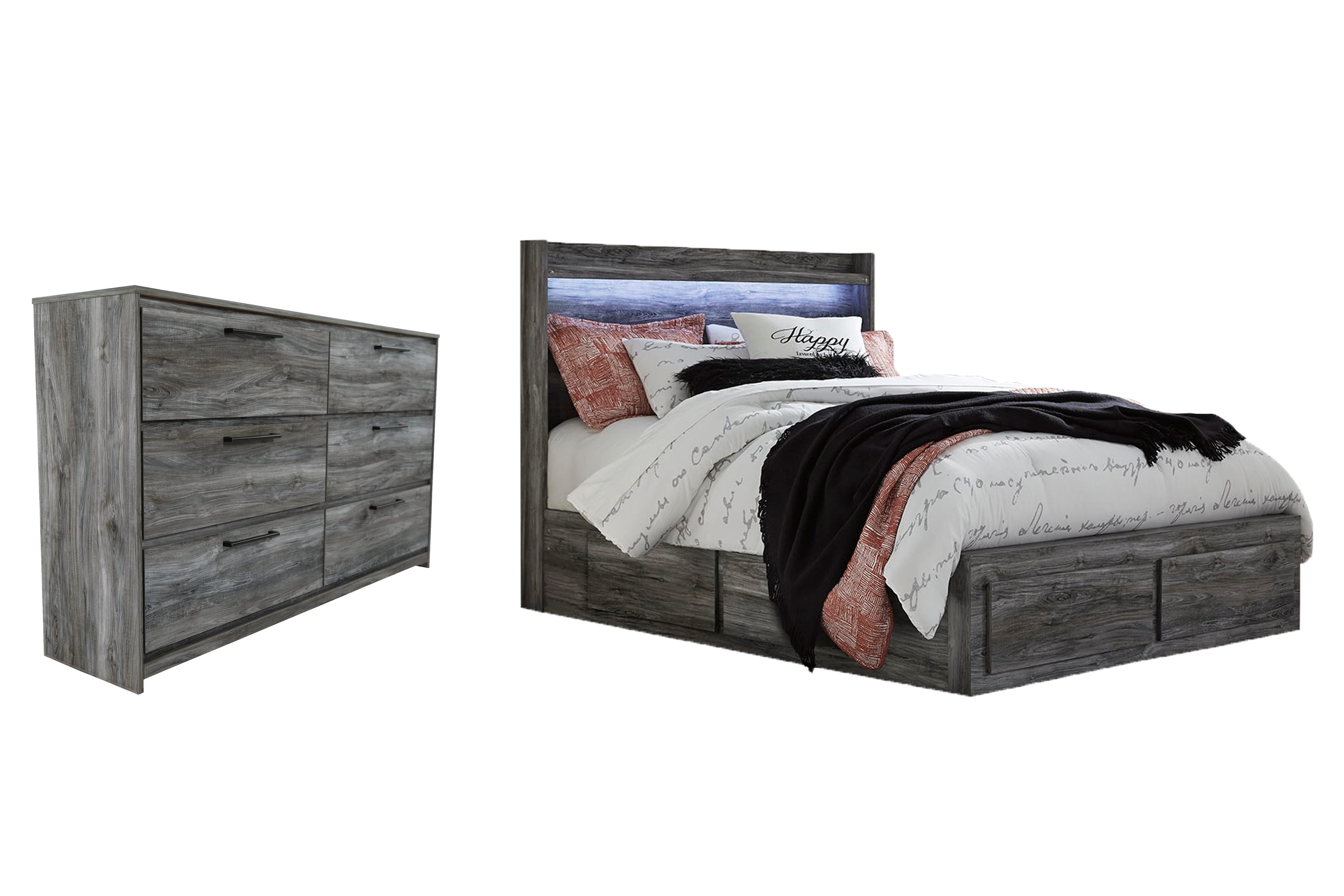 Baystorm Panel Bed with 4 Storage Drawers and Dresser