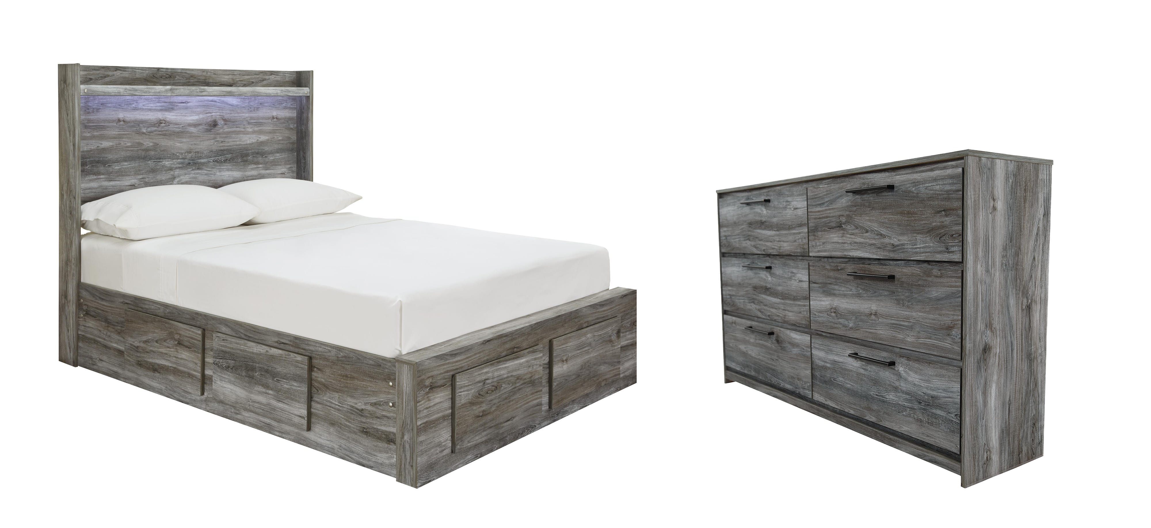 Seagrant Panel Bed with 6 Storage Drawers with Dresser