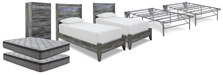 Baystorm 2 Panel Beds, 2 Mattresses, 2 Foundations, and Chest
