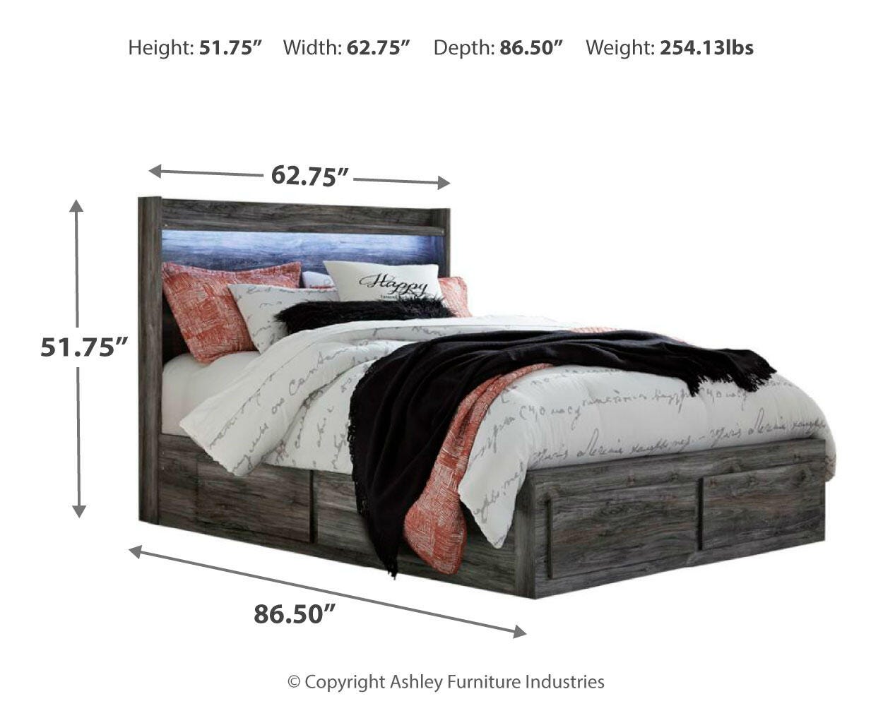 Baystorm Panel Bed with 4 Storage Drawers and Dresser
