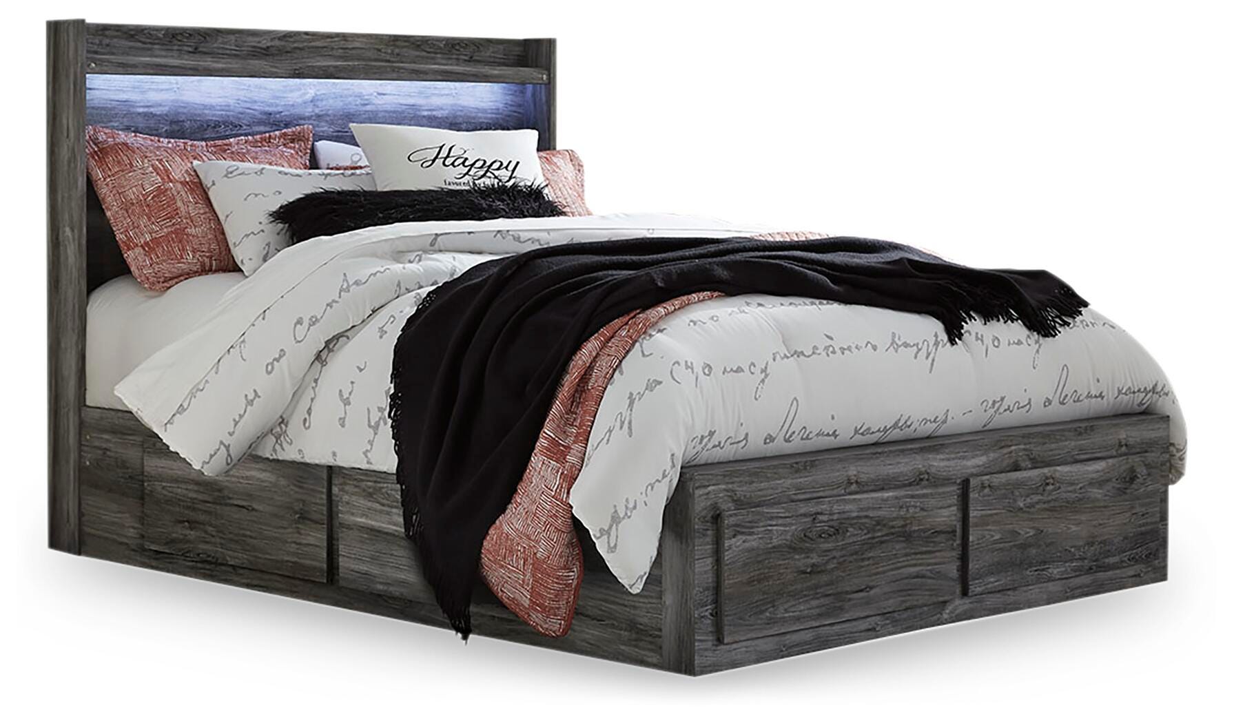 Seagrant Panel Bed with 6 Storage Drawers