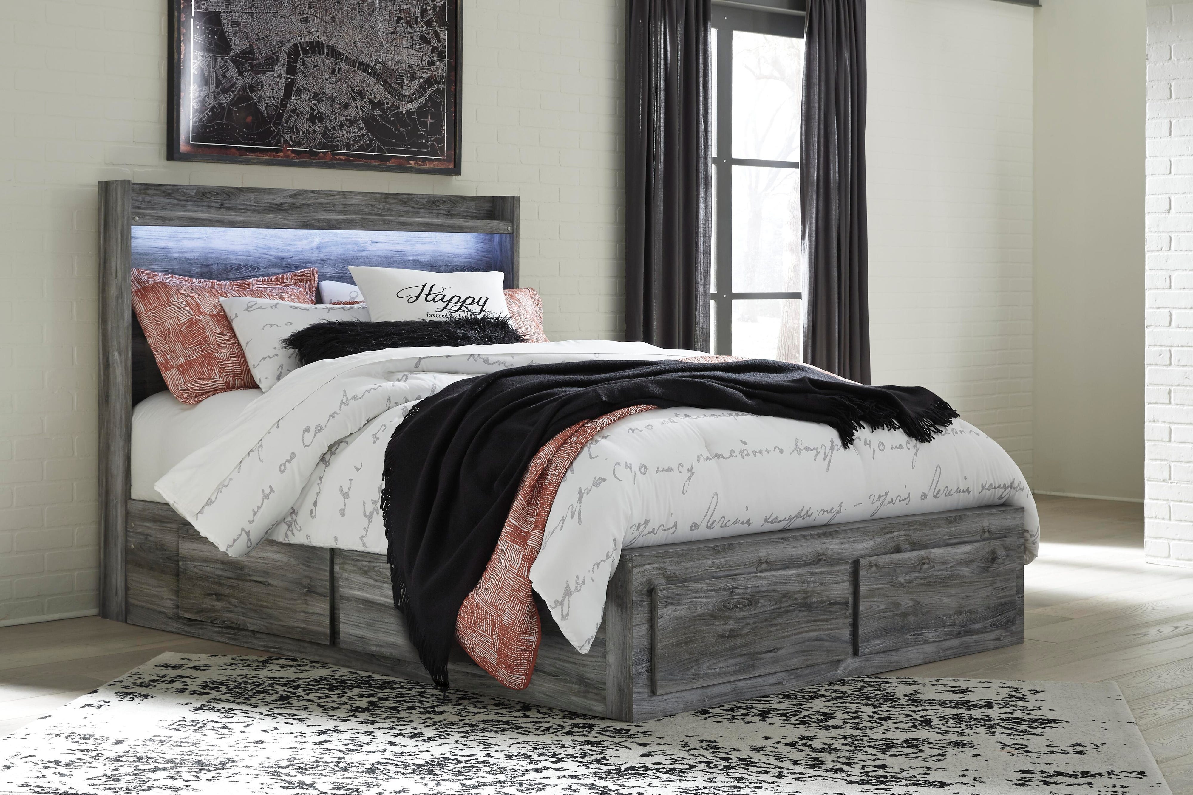 Baystorm Panel Bed with 6 Storage Drawers with Dresser