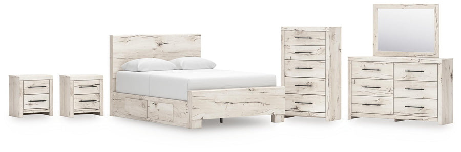Whitaker Panel Bed with Storage, Dresser, Mirror, Chest and 2 Nightstands