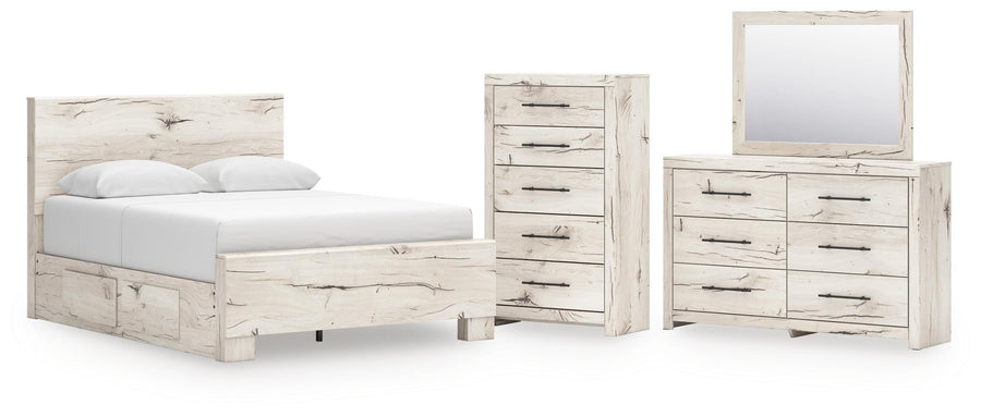 Whitaker Panel Bed with Storage, Dresser, Mirror and Chest