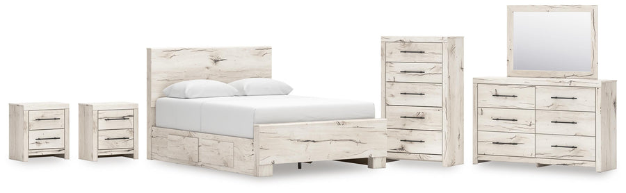 Whitaker Panel Bed with Storage, Dresser, Mirror, Chest and 2 Nightstands