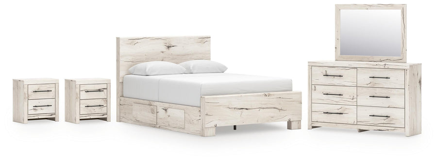 Whitaker Panel Bed with Storage, Dresser, Mirror and 2 Nightstands