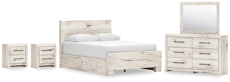 Whitaker Panel Bed with Storage, Dresser, Mirror and 2 Nightstands