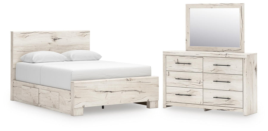 Whitaker Panel Bed with Storage, Dresser and Mirror