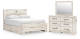 Whitaker Panel Bed with Storage, Dresser and Mirror