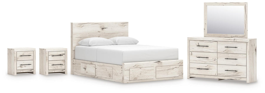Whitaker Panel Storage Bed, Dresser, Mirror and 2 Nightstands