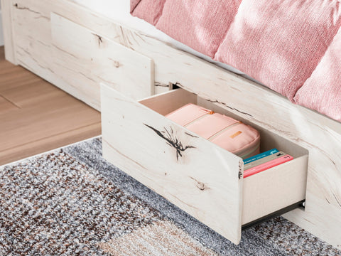 Whitaker Panel Bed with Storage, Dresser and Mirror