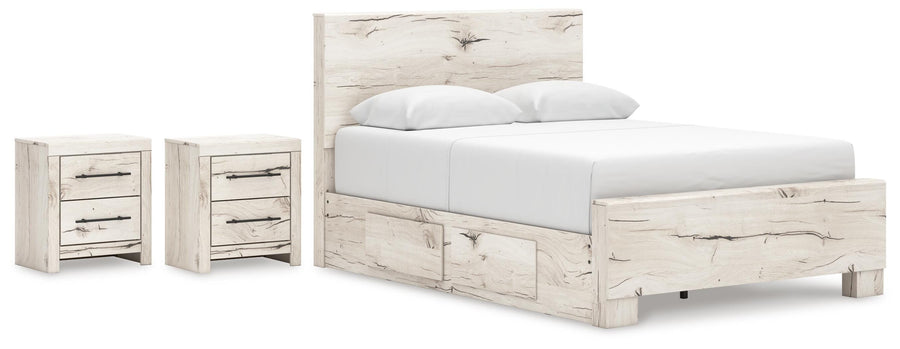 Whitaker Panel Bed with Storage and 2 Nightstands