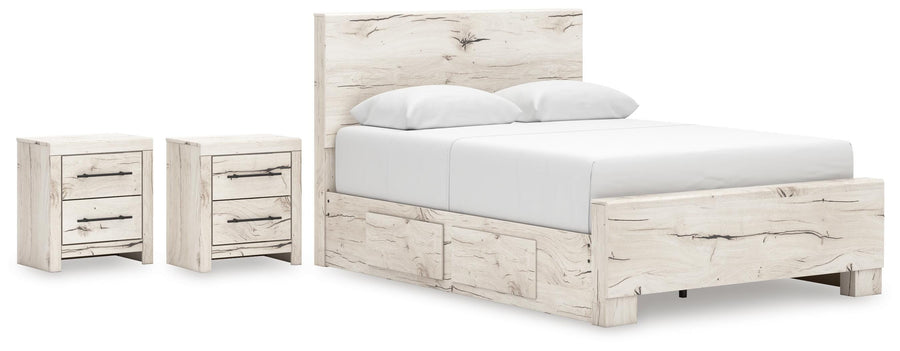 Whitaker Panel Bed with Storage and 2 Nightstands