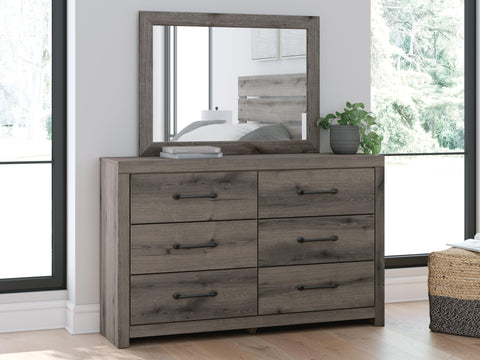 Graystorm Panel Bed with Storage, Dresser and Mirror