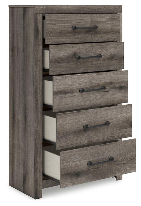 Graystorm Panel Storage Bed, Dresser, Mirror, Chest and Nightstand