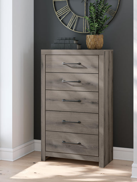 Graystorm Panel Storage Bed, Dresser, Mirror, Chest and 2 Nightstands