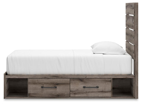 Graystorm Panel Bed with Storage, Dresser and Mirror