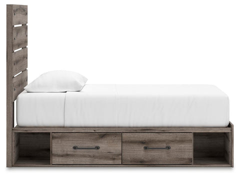 Graystorm Panel Bed with Storage, Dresser and Mirror