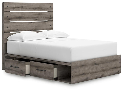 Graystorm Panel Bed with Storage, Dresser and Mirror